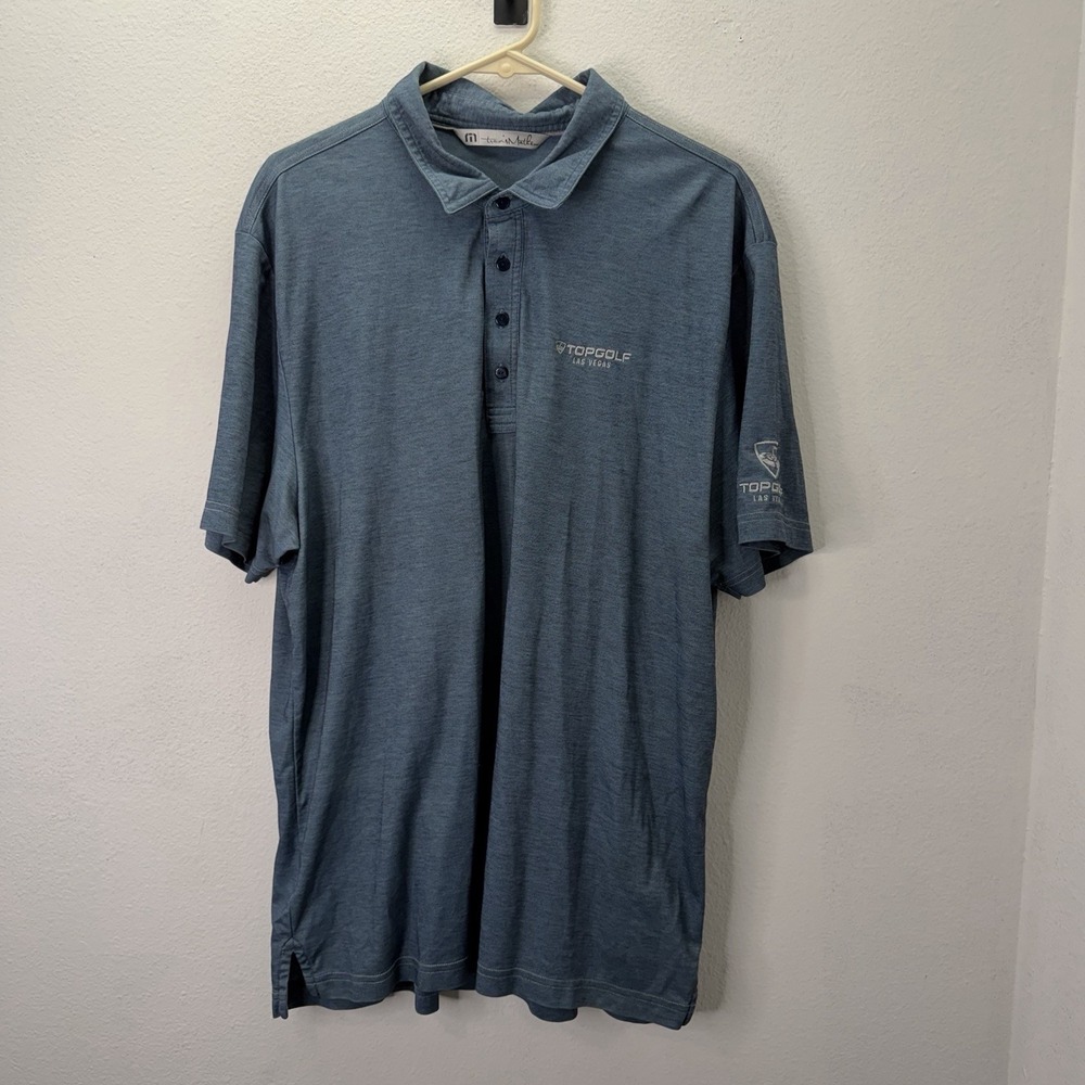 Travis Mathew Golf Polo Shirt Mens XXL Blue Athleisure Topgolf Las Vegas